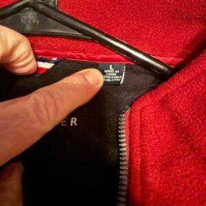 New Without Tags Tommy Hilfiger Mens Fleece Jacket Large Red and Black